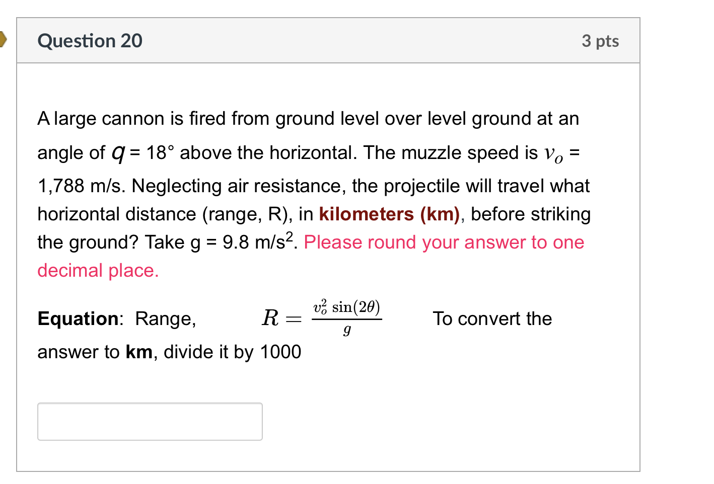 Solved A Large Cannon Is Fired From Ground Level Over Level | Chegg.com