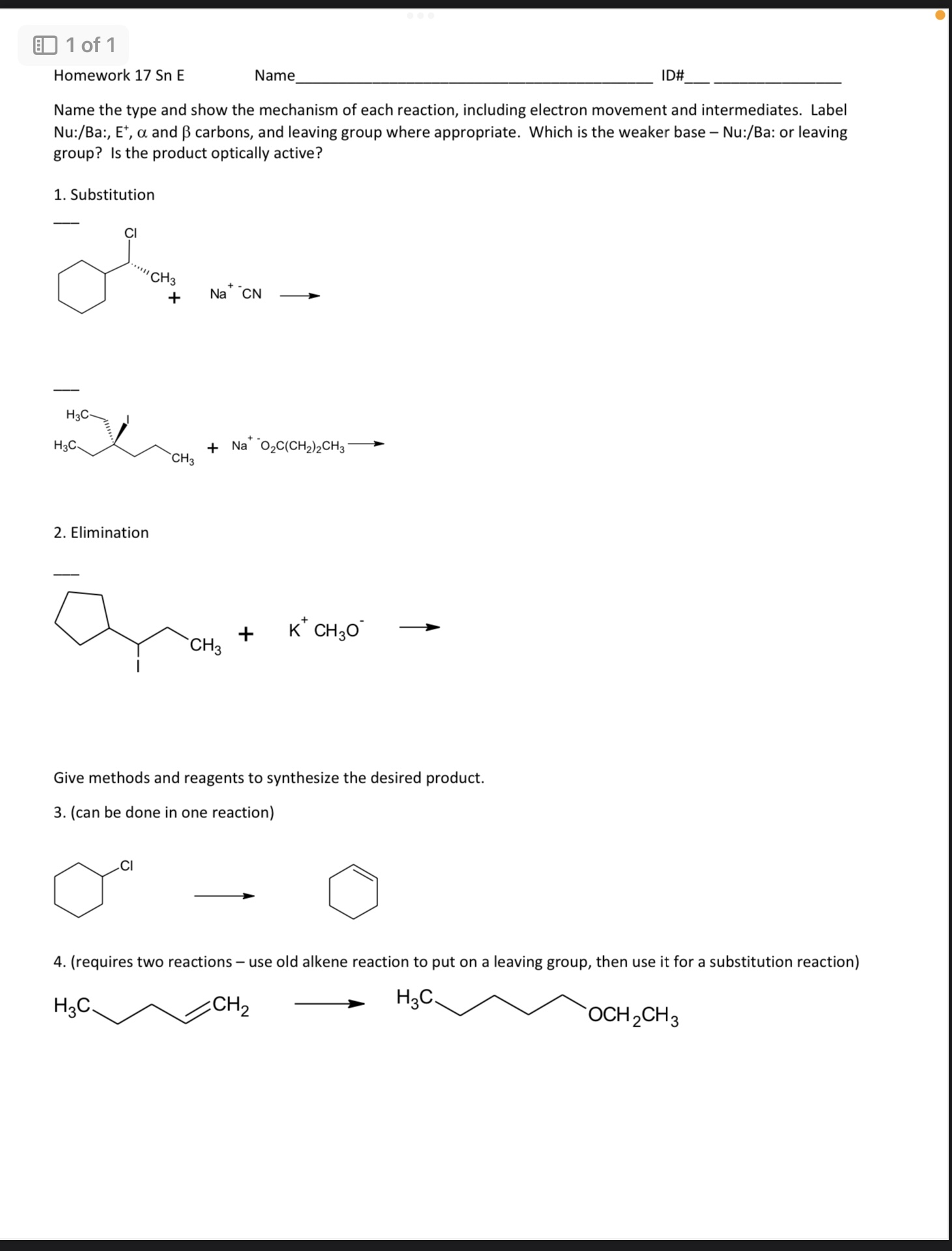 Solved Name the type and show the mechanism of each | Chegg.com