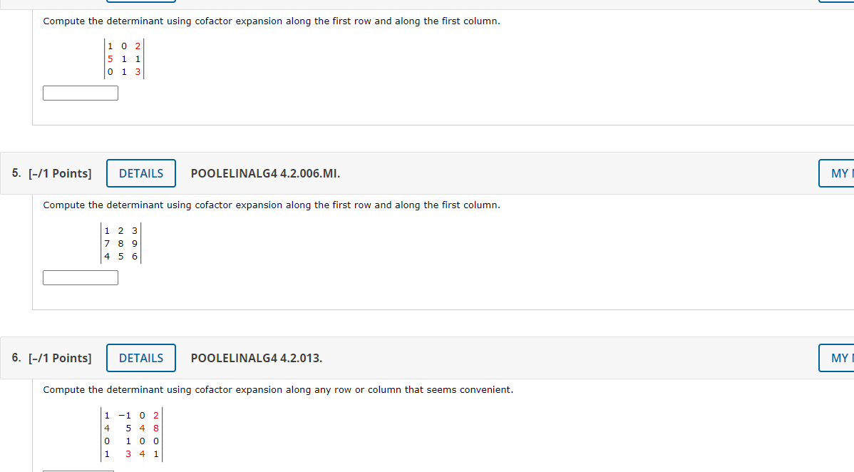 Solved Compute the determinant using cofactor expansion Chegg