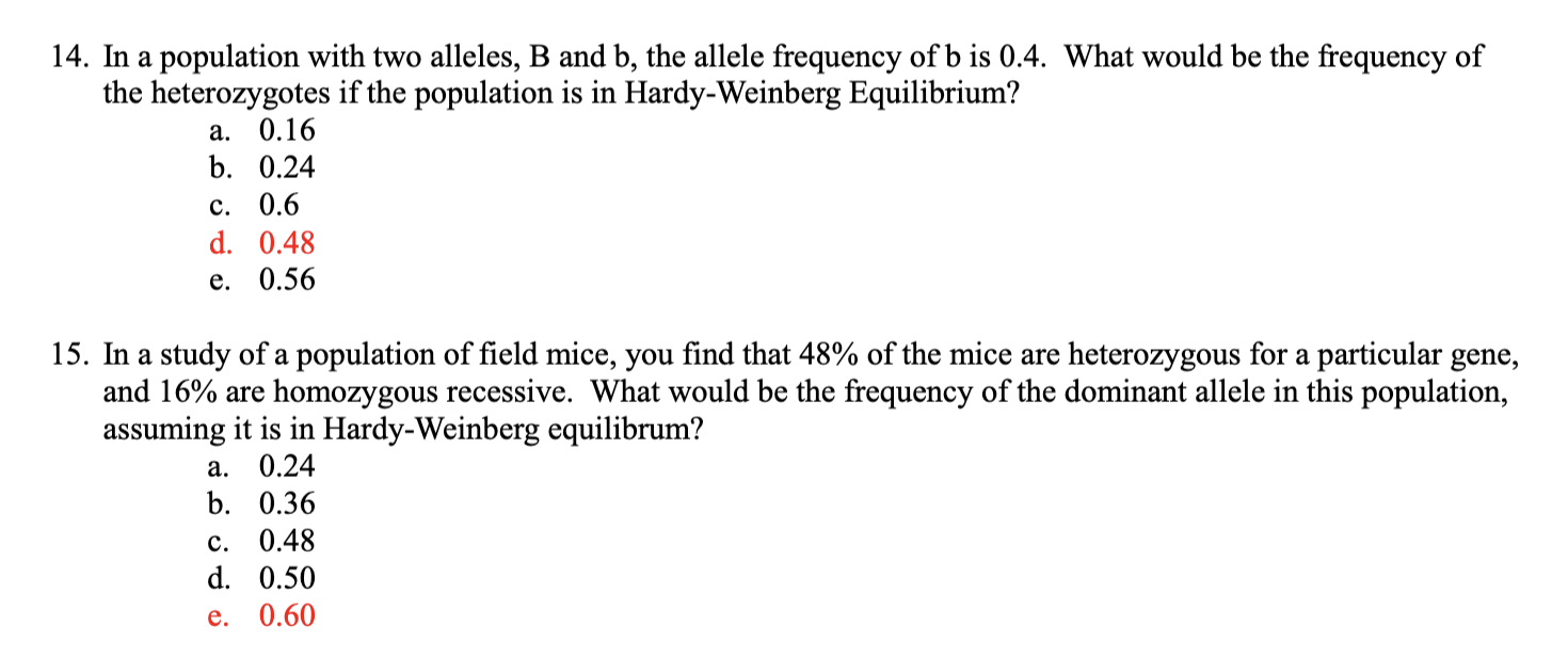 Solved 14. In A Population With Two Alleles, B And B, The | Chegg.com