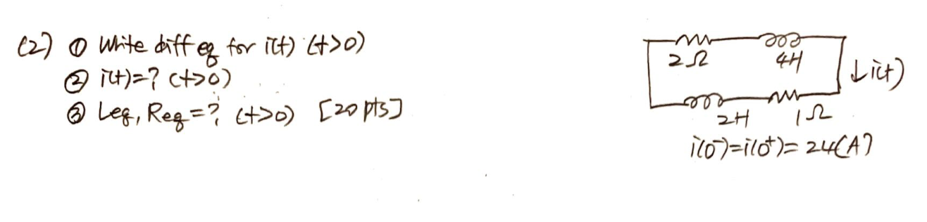 Solved (2) White diff eq for i(t)(t>0) (2) i(t)= ? (t→0) (3) | Chegg.com