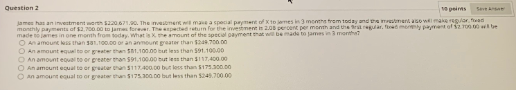 Solved Question 2 10 points Save Answer James has an | Chegg.com