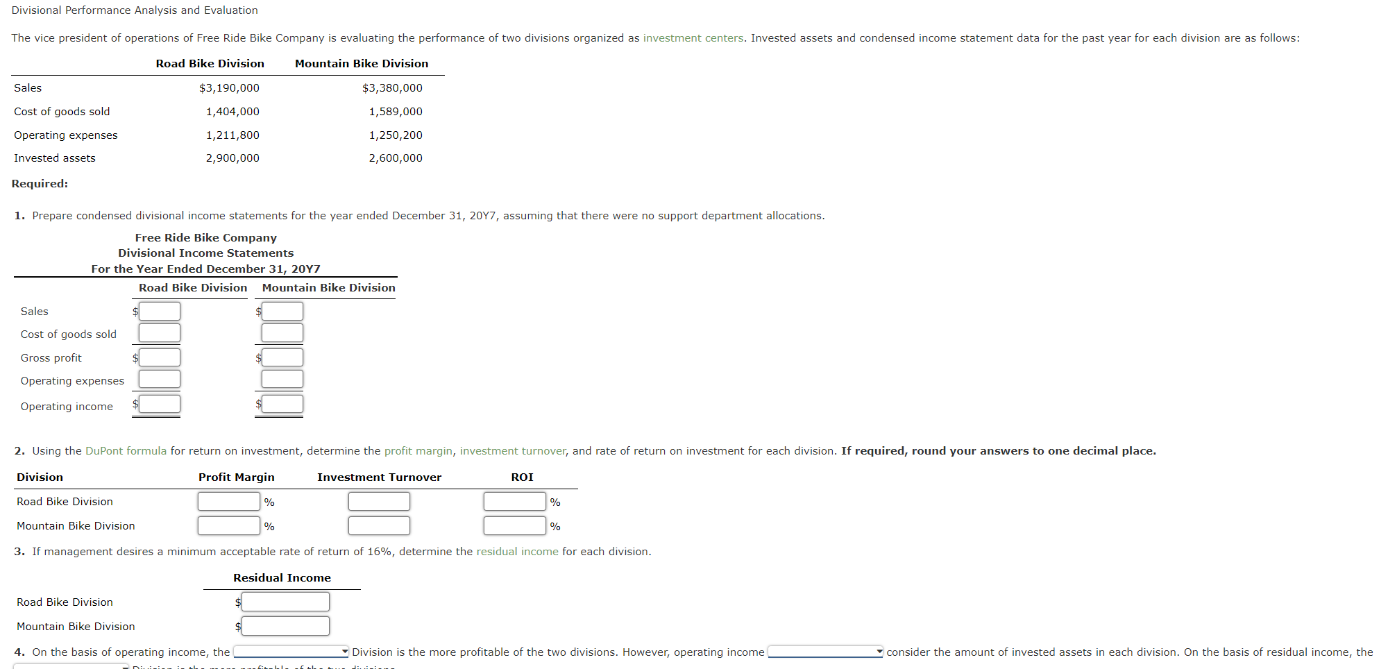 1. Prepare condensed divisional income statements for | Chegg.com