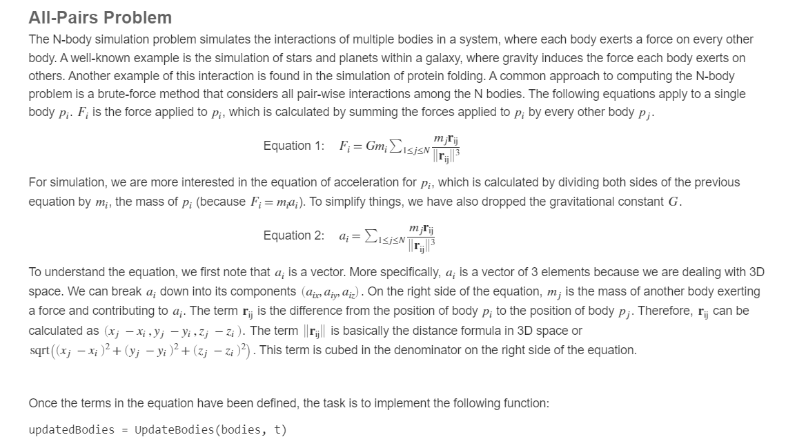 All-Pairs Problem The N-body simulation problem | Chegg.com