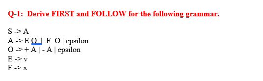 Solved Q-1: Derive FIRST and FOLLOW for the following | Chegg.com