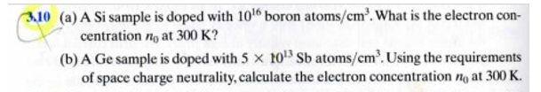 Solved (a) A Si sample is doped with 1016 boron atoms /cm3. | Chegg.com