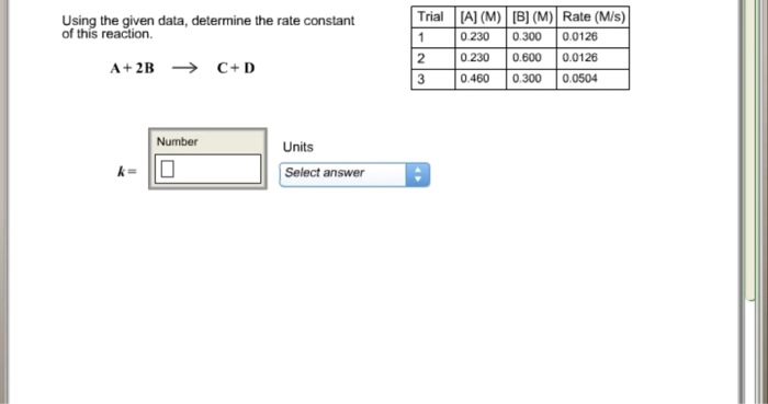 Solved Using the given data, determine the rate constant of | Chegg.com