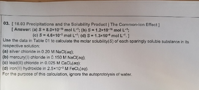 Solved mol L-1; (b) S = 1.2x10-4 mol L-1; (c) Formula ALOH: | Chegg.com