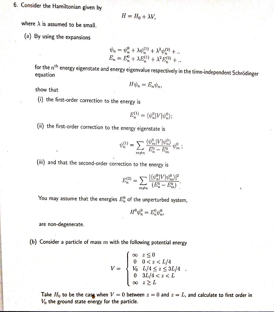 Solved 6 Consider The Hamiltonian Given By H H W W Chegg Com