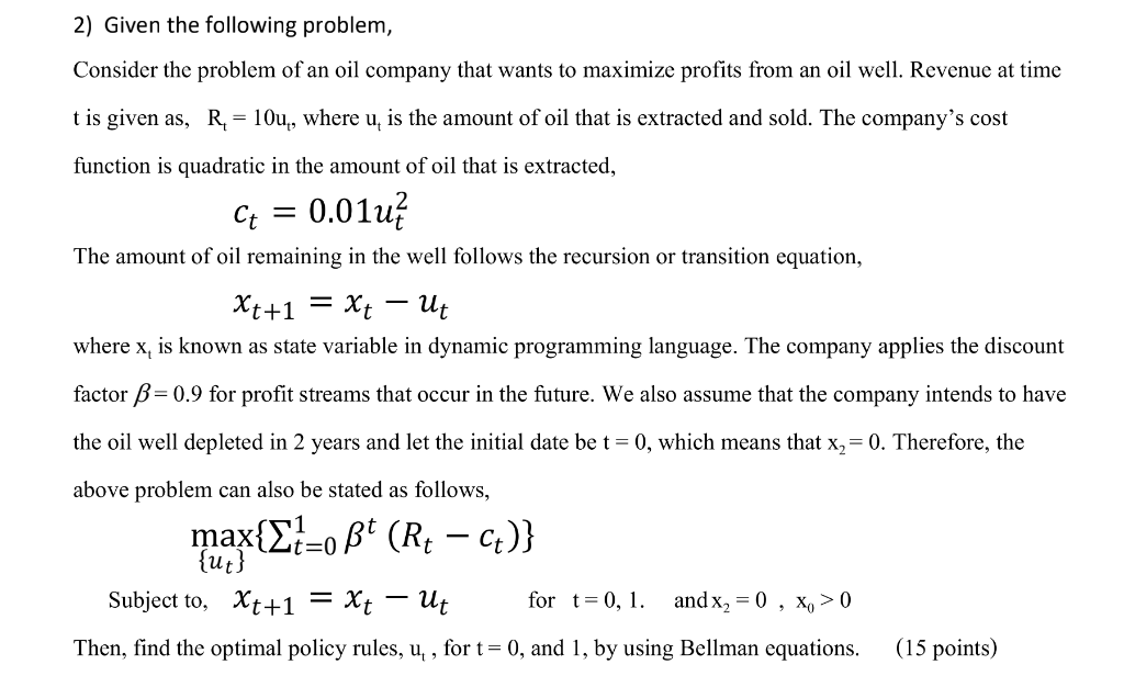 Solved 2) Given The Following Problem, Consider The Problem | Chegg.com