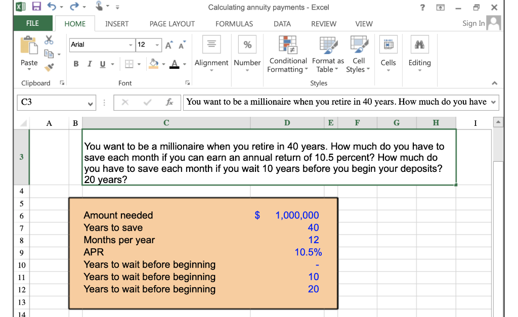 Solved XL 5 Calculating Annuity Payments - Excel ? X FILE | Chegg.com