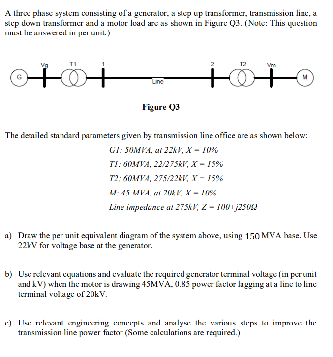 Solved A three phase system consisting of a generator, a | Chegg.com