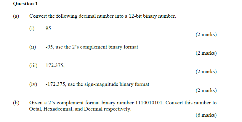 Solved a. Convert 101.012 into decimal b. Convert 1 A16 into