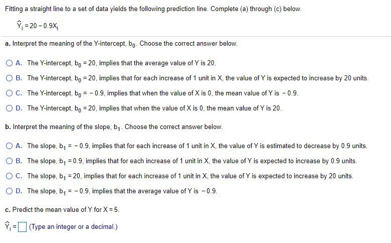 Solved Fitting A Straight Line To A Set Of Data Yields Th Chegg Com