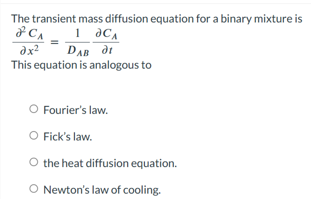 High Quality SOLUTION The transient mass diffusion equation for a ...