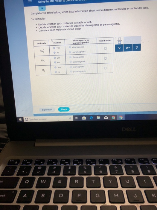 Solved Using the MO model to Complete the table below, which | Chegg.com