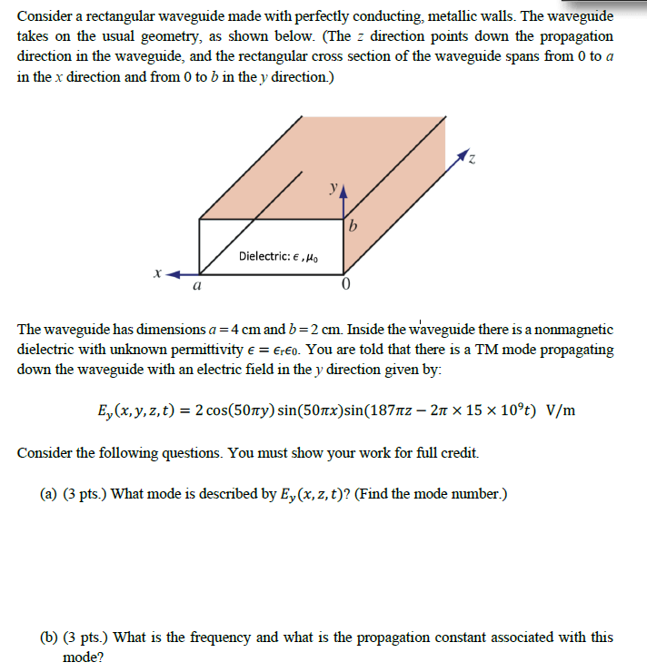 Solved Consider A Rectangular Waveguide Made With Perfectly | Chegg.com