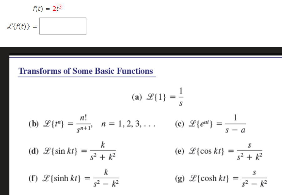 Solved f(t) = 273 = L{f(t)} = Transforms of Some Basic | Chegg.com