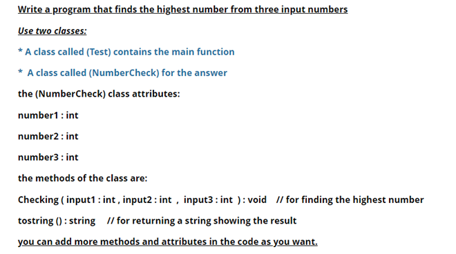 Solved Write a program that finds the highest number from | Chegg.com