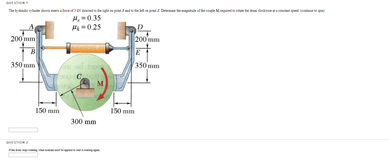 Solved QUESTION 1 The Hydraulic Cylinder Shown Exerts A | Chegg.com