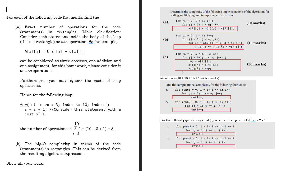 Solved For Each Of The Following Code Fragments Find The Chegg Com