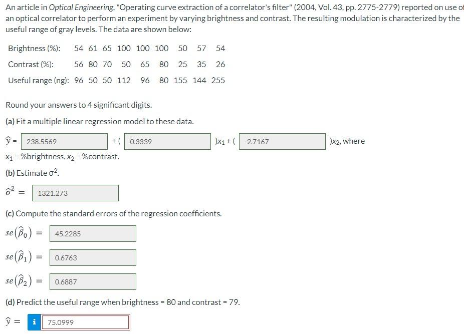 Solved An article in Optical Engineering, "Operating curve