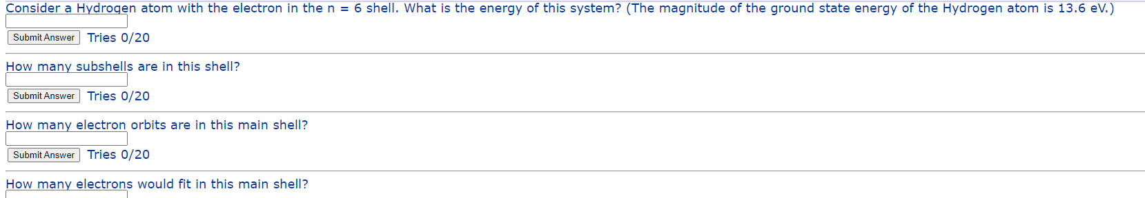 Solved Consider a Hydrogen atom with the electron in the n=6 | Chegg.com