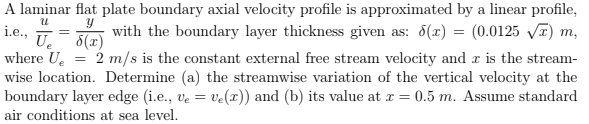 Solved u Y A laminar flat plate boundary axial velocity | Chegg.com
