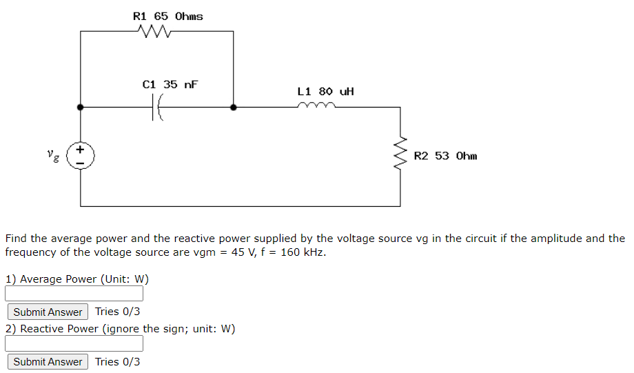 Solved Find the average power and the reactive power | Chegg.com