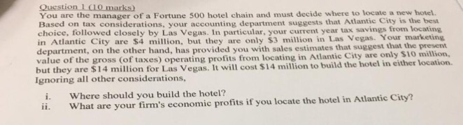 Solved Question 1 (10 marks) You are the manager of a | Chegg.com
