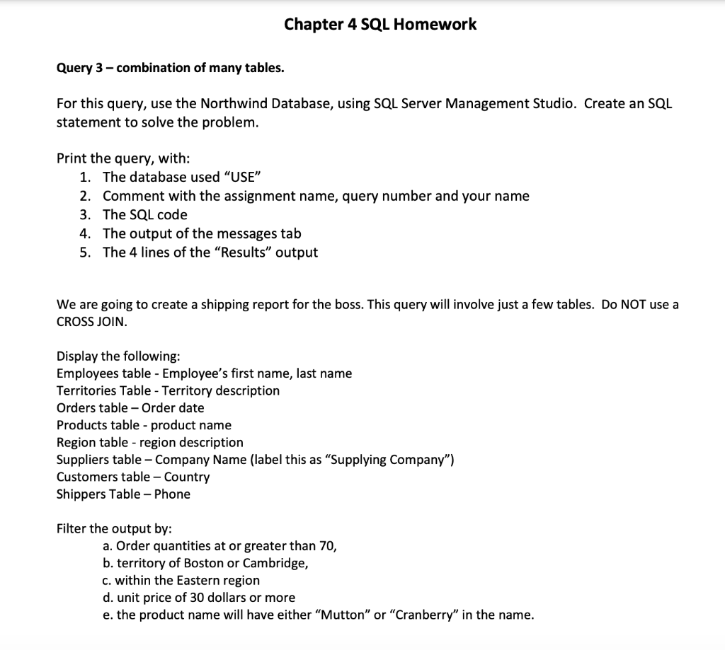 Northwind Database Sql Queries