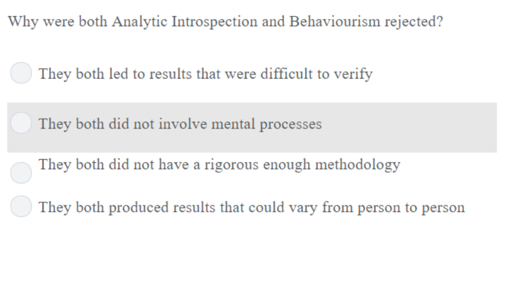 Solved Why Were Both Analytic Introspection And Behaviourism | Chegg.com