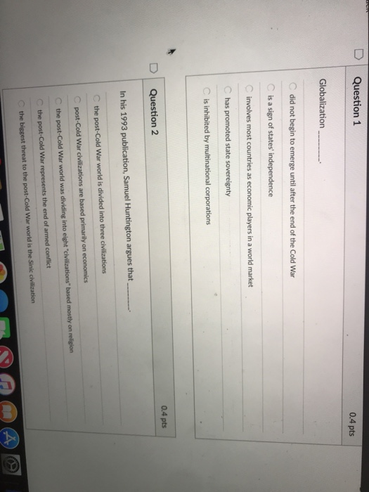 Solved D Question 1 0.4 pts C did not begin to emerge until | Chegg.com