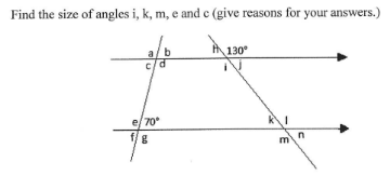 Solved Find the size of angles \\( \\mathrm{i}, \\mathrm{k}, | Chegg.com