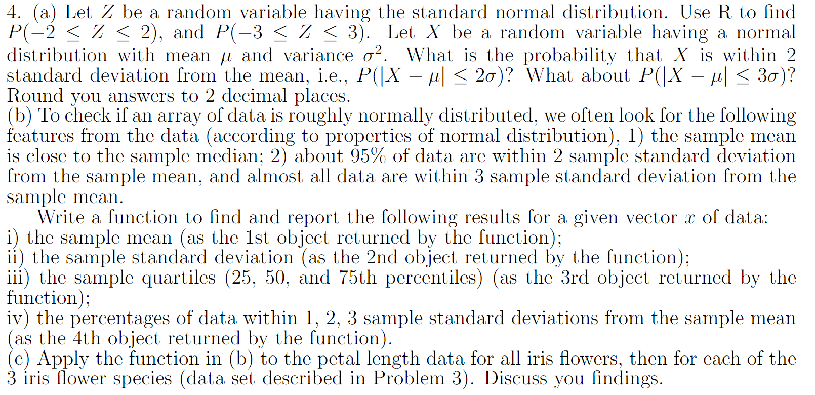 Solved 4. (a) Let Z be a random variable having the standard | Chegg.com