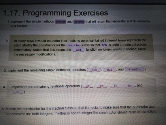 Solved 1.17. Programming Exercises 1 Implement the simple | Chegg.com