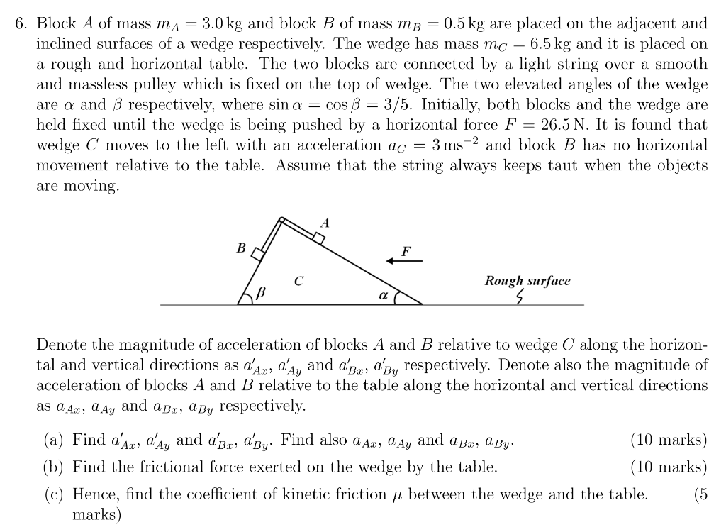 Solved Block A of mass mA=3.0 kg and block B of mass mB=0.5 | Chegg.com