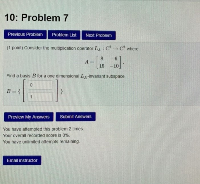 Solved 10: Problem 7 Previous Problem Problem List Next | Chegg.com