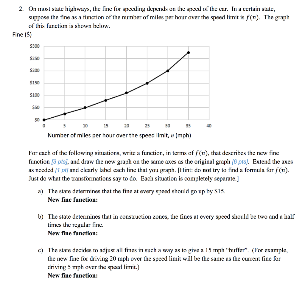 Solved 2. On most state highways, the fine for speeding | Chegg.com