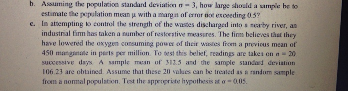 Solved b. Assuming the population standard deviation ơ-3, | Chegg.com