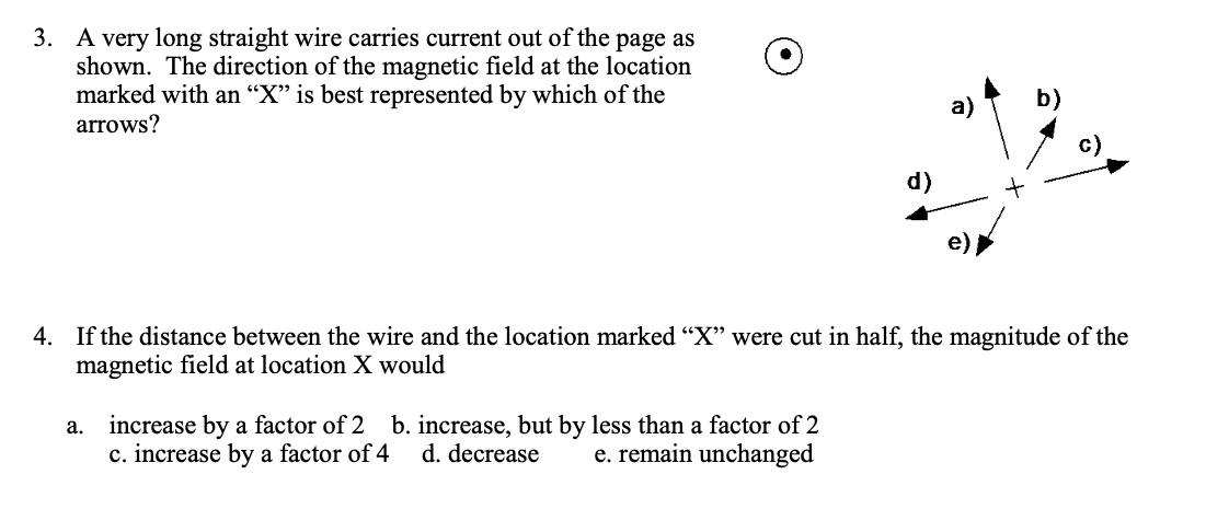 Solved 3. A very long straight wire carries current out of | Chegg.com