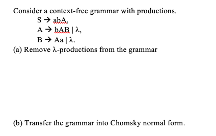 Solved Consider a context-free grammar with productions. | Chegg.com