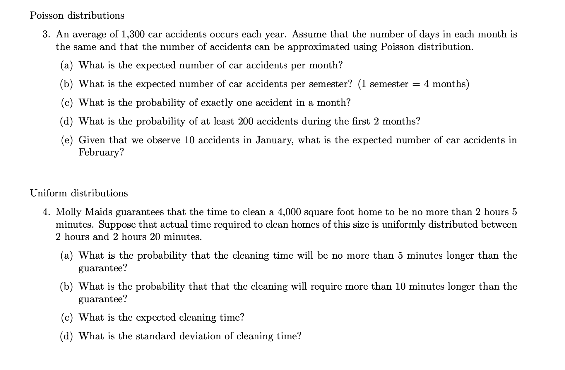 Solved Poisson distributions 3. An average of 1,300 car | Chegg.com