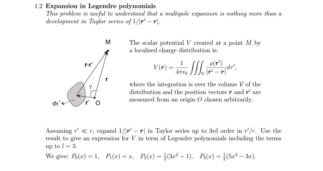 Solved 1.2 Expansion in Legendre polynomials This problem is