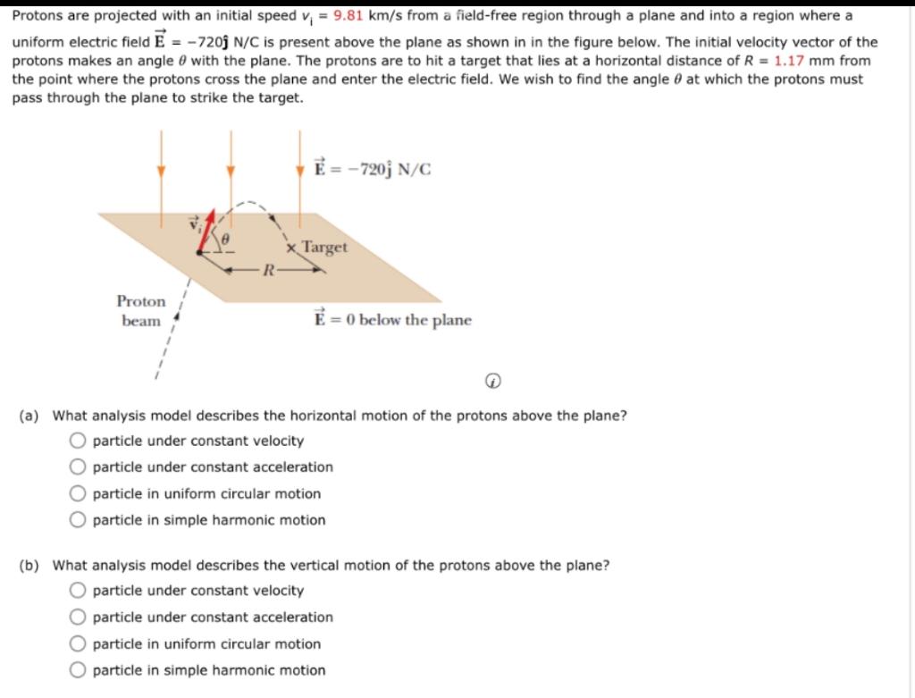 Solved Protons are projected with an initial speed v1=9.81 | Chegg.com