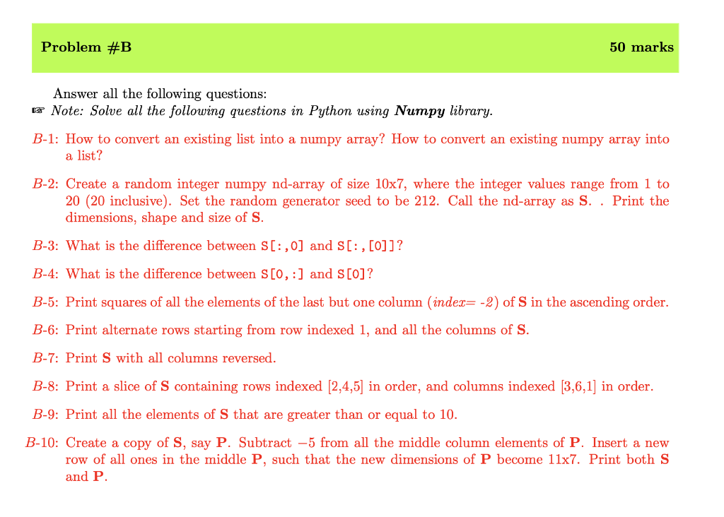 Solved Problem #B 50 Marks Answer All The Following | Chegg.com