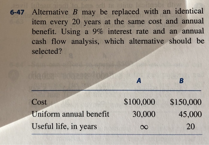 Solved 6-47 Alternative B May Be Replaced With An Identical | Chegg.com