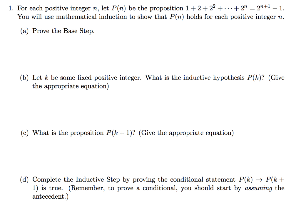 Solved 1. For each positive integer n, let P(n) be the | Chegg.com