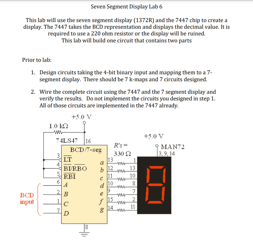 Solved Seven Segment Display Lab 6 This lab will use the | Chegg.com