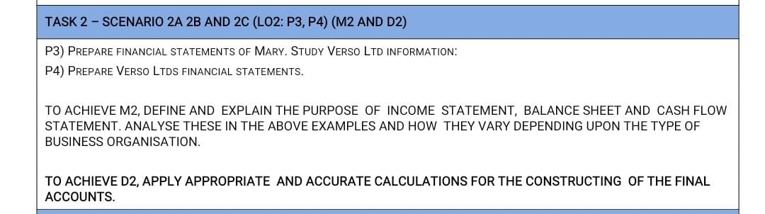 Solved TASK 2 - SCENARIO 2A 2B AND 2C (LO2: P3, P4) (M2 AND | Chegg.com